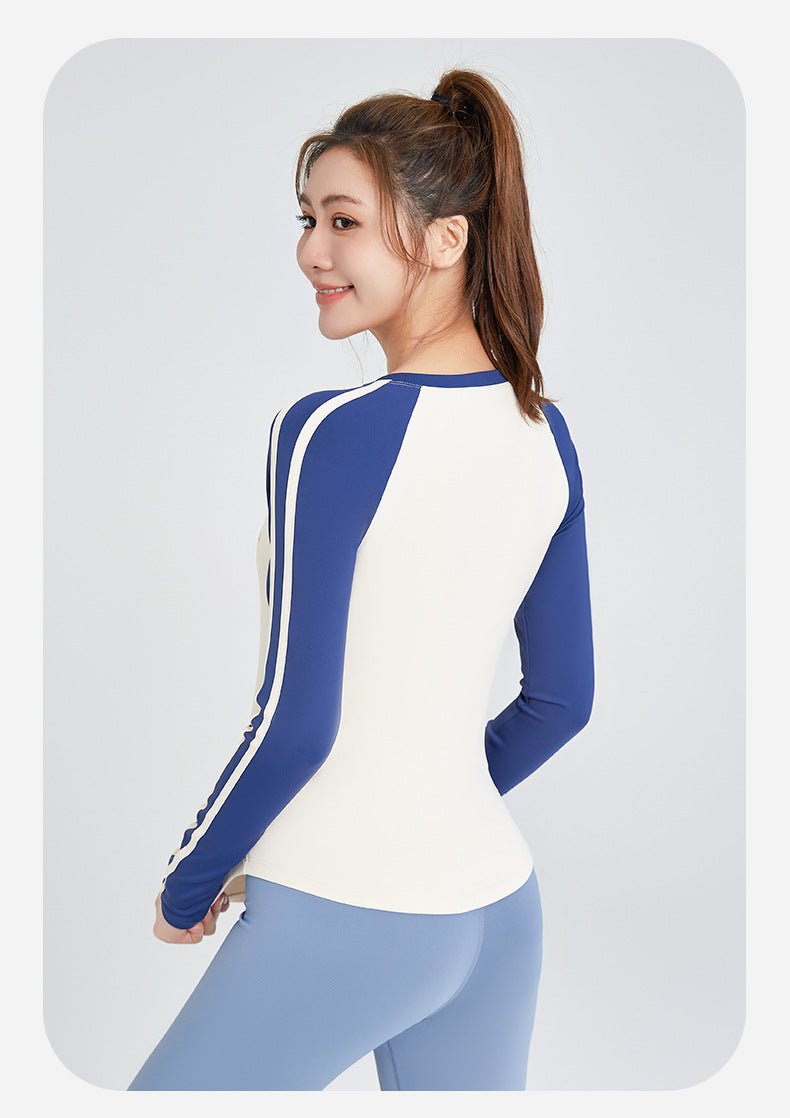 Vintage - Inspired High - Elasticity Long Sleeve Yoga Top | Stylish & Sporty Activewear - Women's Activewear by Ceecile